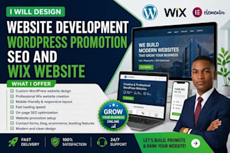 design and build website development wordpress, promotion, seo and wix website