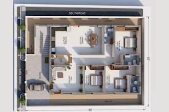 do autocad 2d floor plan, 3d floor plan design and architectural 3d rendering