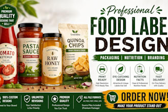 do food label design packaging box design and product label design with 3d image