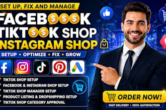 setup USA tiktok shop, facebook shop setup and instagram shop optimization