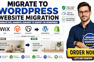 migrate to wordpress website migration migrate wix magento godaddy to shopify