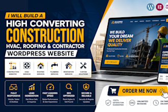 design construction hvac website plumbing, remodeling  wordpress website