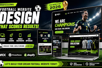 design FIFA world cup 2026 soccer football shopify website landing page wix