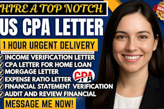 write US CPA letter comfort letter mortgage letter profit and loss audit review