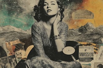 make vintage or retro album cover
