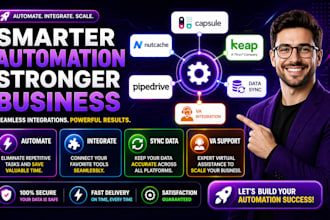 create capsule crm nutcache automation keap pipedrive data sync va integration