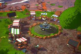 create stylized 3d game environment, game props assets design, level design 3d