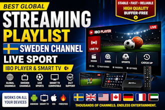 best global streaming playlist, sweden channel, live sport ibo player smarters