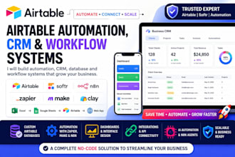 setup airtable automation, airtable crm, make  airtable database, softr webapp