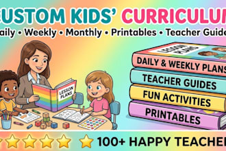 design engaging kids course curriculum, worksheet educational books