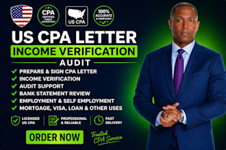 prepare and sign a US CPA letter for income verification or audit