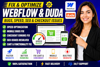 fix webflow duda speed issues mobile bugs checkout errors SEO cart problem