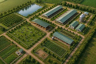 farm layout, poultry farm, livestock farm and master plan, irrigation site plan