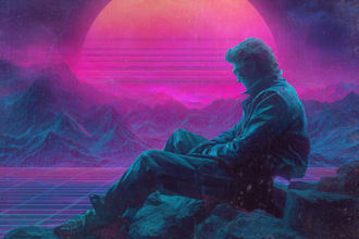 create 80s retrowave synthwave album or single cover