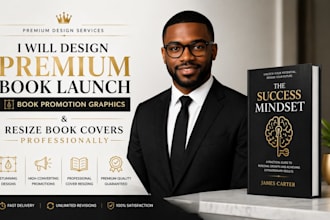 design premium book launch, book promotion graphics and resize book cover