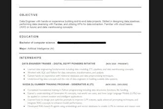 writing  a professional ats friendly CV resume in english