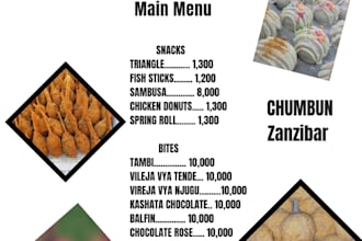 design a professional african restaurant food menu