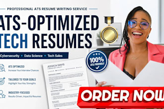 write cybersecurity analyst, data science, and tech sales ats resumes and CV