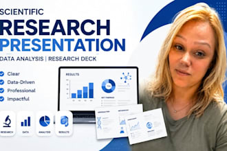 create scientific research presentation, data analysis slides, research deck
