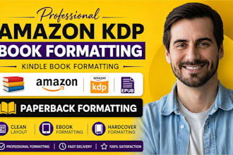 be your book formatter amazon KDP book formatting paperback and ebook formatting