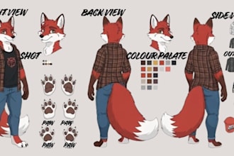 create furry reference sheet fursona anthro oc furry character design