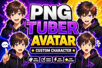design custom pngtuber character with expressions for twitch and youtube brand