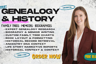 research ancestry family history, write biography american history memoir design