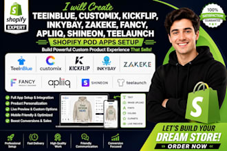 create teeinblue customix kickflip inkybay zakeke fancy apliiq shopify pod apps
