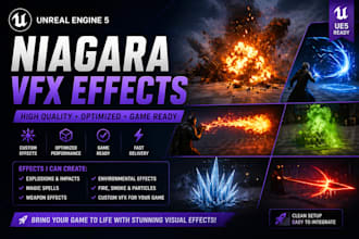 create high quality unreal engine niagara vfx effects ue5