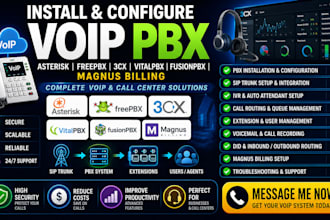 install voip, asterisk, freepbx, 3cx, vitalpbx, magnus billing, fusionpbx, pbx