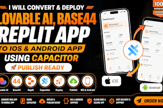 convert deploy lovable ai base44 replit app to ios android app capacitor publis