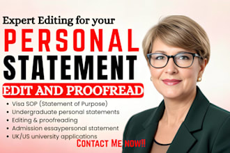edit personal statement, sop, fellowship, residency, and scholarship essay