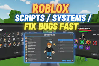 script roblox game systems, gui, leaderboard, shop, combat and fix bugs