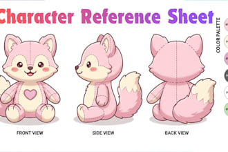 design custom plushie reference sheet chibi stuffed toy animal oc character