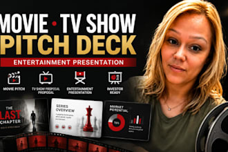 design movie pitch deck, TV show proposal slides, entertainment presentation