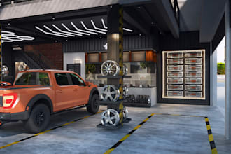 design 3d car wash, workshop, and automotive service facilities