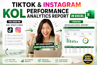 provide tiktok and instagram kol performance analytics report in excel
