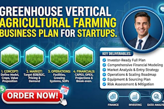 write greenhouse vertical agricultural farming business plan for startups