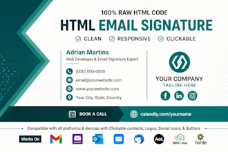 create html email signature or clickable html email signature, outlook signature