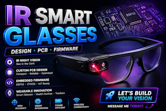 design ir smart glasses, wearable devices, pcb, esp32 and embedded systems