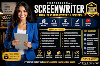 do screenwriting, movie script and film script writing, tv pilot