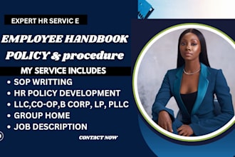 handle employment contract, employee handbook, HR sops and job descriptions