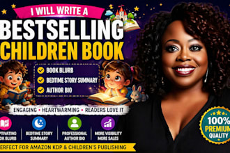 write a best selling children book blurb bedtime story summary author bio