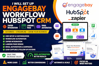 engagebay workflow hubspot crm zapier integration landing page email automation