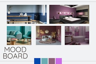 create a stylish interior moodboard and layout