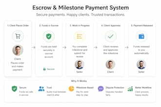 build escrow and milestone payment system to secure transaction on your platform