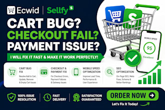 ecwid sellfy cart bug checkout fail payment issue mobile speed seo fix