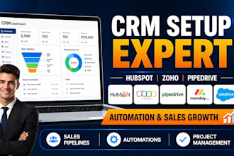 setup hubspot zoho pipedrive CRM automation sales pipeline project management