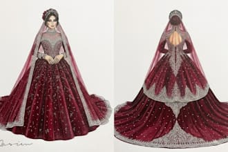 design luxury bridal couture with complete tech pack