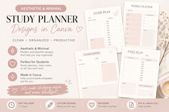 design an aesthetic student planner or study notes in canva